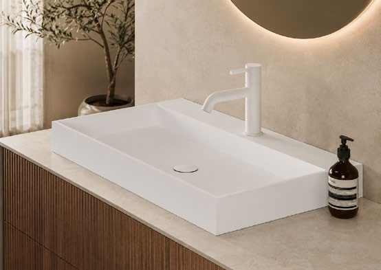 Canto Aufsatzwaschtisch aus Corian mit Standarmatur
