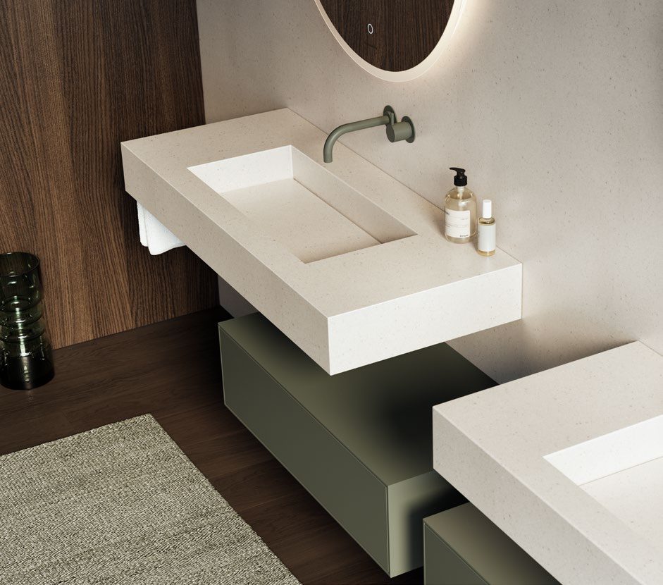 Onda Corian-Waschtisch auf Liora Hängeschrank